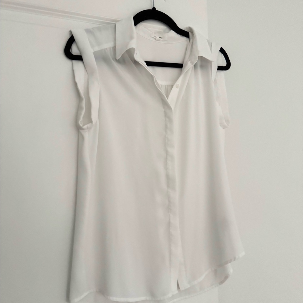 NEW Anthropologie PLEIONE women’s white button down blouse shirt top size SMALL